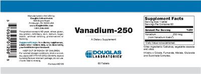 Photo of the Douglas Laboratories Vanadium-250 label