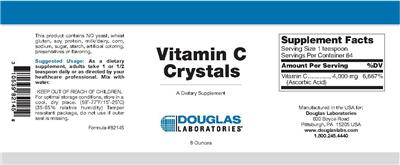 Photo of the Douglas Laboratories Vitamin C Crystals label