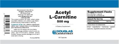 Photo of the Douglas Laboratories Acetyl L-Carnitine 500 mg label