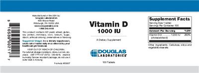 Photo of the Douglas Laboratories Vitamin D 1000 IU label