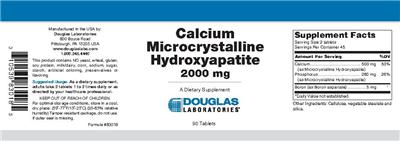 Photo of the Douglas Laboratories Calcium Microcrystalline Hydroxyapatite 2000 mg label
