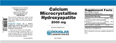 Photo of the Douglas Laboratories Calcium Microcrystalline Hydroxyapatite 2000 mg label