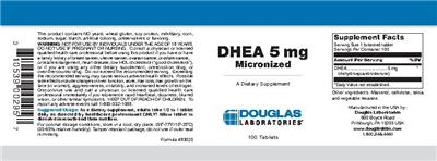 Photo of the Douglas Laboratories DHEA 5 mg Micronized label