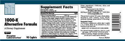Photo of the Douglas Laboratories 1000-K Alternative Formula label