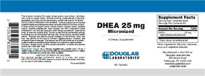 Photo of the Douglas Laboratories DHEA 25 mg Micronized label