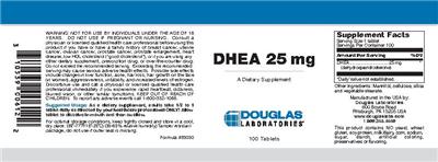 Photo of the Douglas Laboratories DHEA 25 mg label