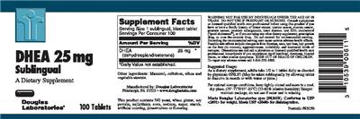 Photo of the Douglas Laboratories DHEA 25 mg Sublingual label