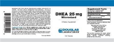 Photo of the Douglas Laboratories DHEA 25 mg Micronized label