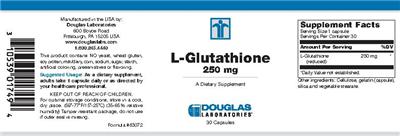 Photo of the Douglas Laboratories L-Glutathione 250 mg label