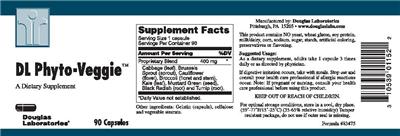 Photo of the Douglas Laboratories DL Phyto-Veggie label
