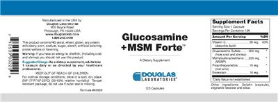 Photo of the Douglas Laboratories Glucosamine +MSM Forte label