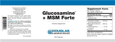 Photo of the Douglas Laboratories Glucosamine +MSM Forte label
