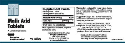 Photo of the Douglas Laboratories Malic Acid Tablets label