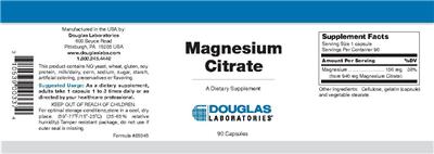 Photo of the Douglas Laboratories Magnesium Citrate label
