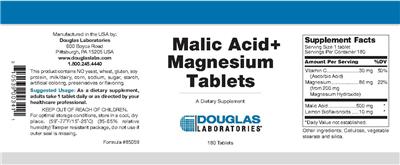 Photo of the Douglas Laboratories Malic Acid + Magnesium Tablets label