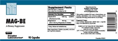 Photo of the Douglas Laboratories Mag-Be label