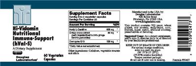 Photo of the Douglas Laboratories Hi-Vidomin Nutritional Immune-Support (hVnl-S) label