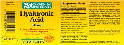 Photo of the Good 'N Natural Hyaluronic Acid 50 mg label