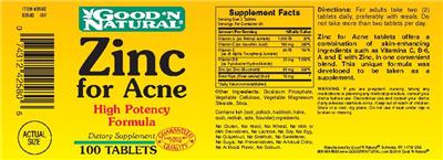 Photo of the Good 'N Natural Zinc for Acne label