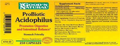 Photo of the Good 'N Natural Probiotic Acidophilus label