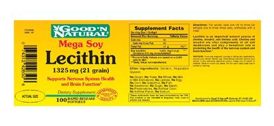 Photo of the Good 'N Natural Mega Soy Lecithin 1325 mg (21 grain) label