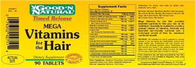 Photo of the Good 'N Natural Timed Release Mega Vitamins For The Hair label