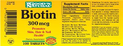Photo of the Good 'N Natural Biotin 300 mcg label