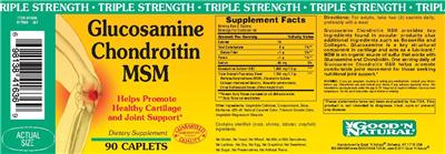 Photo of the Good 'N Natural Glucosamine Chondroitin MSM Triple Strength label