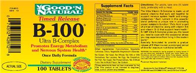 Photo of the Good 'N Natural Timed Release B-100 Ultra B-Complex label