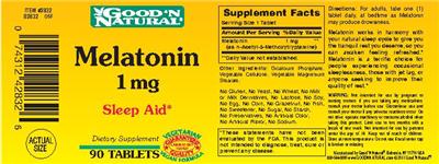 Photo of the Good 'N Natural Melatonin 1 mg label