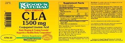 Photo of the Good 'N Natural Mega Strength CLA 1500 mg Conjugated Linoleic Acid label