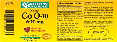 Photo of the Good 'N Natural Q-Sorb Co Q-10 600 mg label