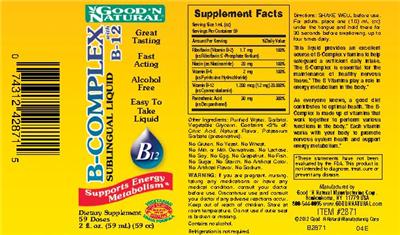 Photo of the Good 'N Natural B-Complex With B-12 Sublingual Liquid label