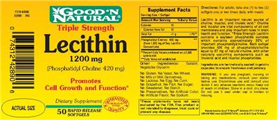 Photo of the Good 'N Natural Triple Strength Lecithin 1200 mg label