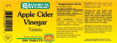 Photo of the Good 'N Natural Apple Cider Vinegar Tablets label