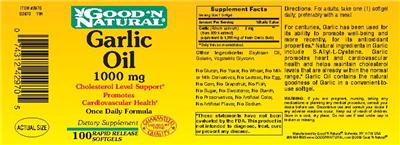 Photo of the Good 'N Natural Garlic Oil 1000 mg label