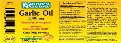 Photo of the Good 'N Natural Garlic Oil 5000 mg label