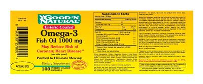 Photo of the Good 'N Natural Enteric Coated Omega-3 Fish Oil 1000 mg label