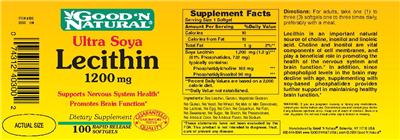 Photo of the Good 'N Natural Ultra Soya Lecithin 1200 mg label