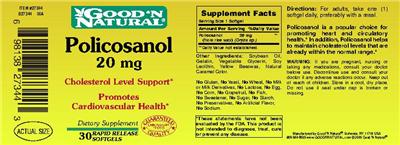 Photo of the Good 'N Natural Policosanol 20 mg label