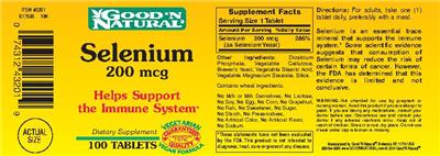Photo of the Good 'N Natural Selenium 200 mcg label