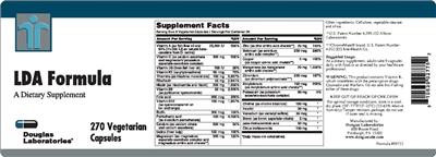 Photo of the Douglas Laboratories LDA Formula label