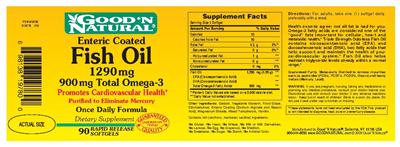 Enteric Coated Fish Oil 1290 mg 900 mg Total Omega-3