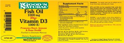 Photo of the Good 'N Natural Fish Oil 1000 mg Plus Vitamin D3 1000 IU label