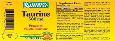 Photo of the Good 'N Natural Taurine 500 mg label