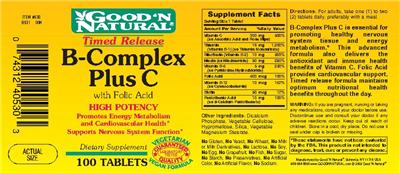 Photo of the Good 'N Natural Timed Release B-Complex Plus C With Folic Acid label