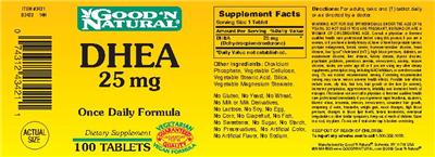 Photo of the Good 'N Natural DHEA 25 mg label