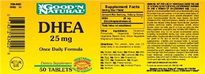 Photo of the Good 'N Natural DHEA 25 mg label