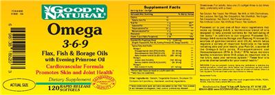 Photo of the Good 'N Natural Omega 3-6-9 Flax, Fish & Borage Oils With Evening Primrose Oil label