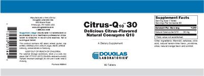 Photo of the Douglas Laboratories Citrus-Q10 30 Delicious Citrus-Flavored Natural Coenzyme Q10 label